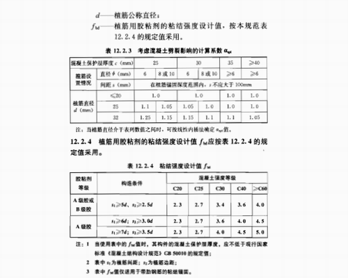 GB50367-2013对于植筋锚固深度有明确的计算公式