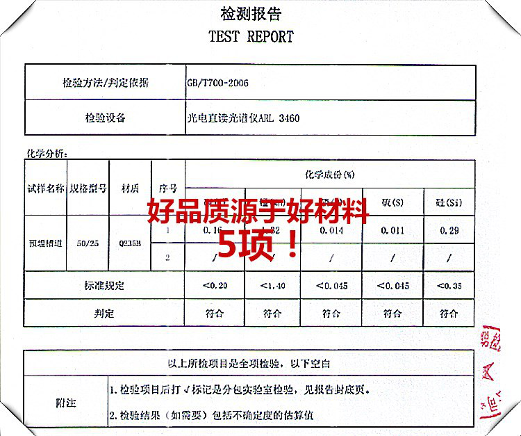 这5种成分组成的万泰预埋槽道，品质自然不会差