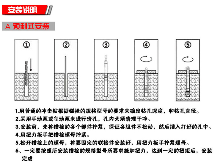 万泰自切底机械锚栓安装说明