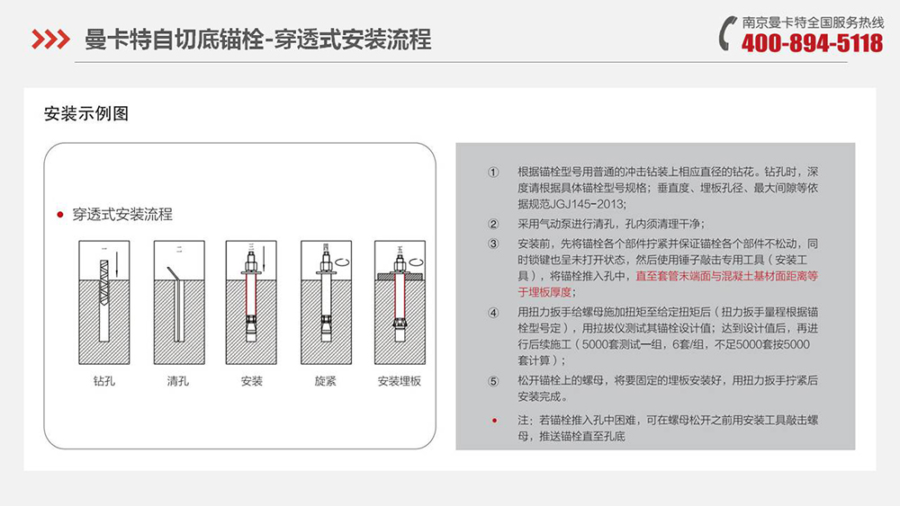 自切底锚栓_20_万泰自切底锚栓施工流程